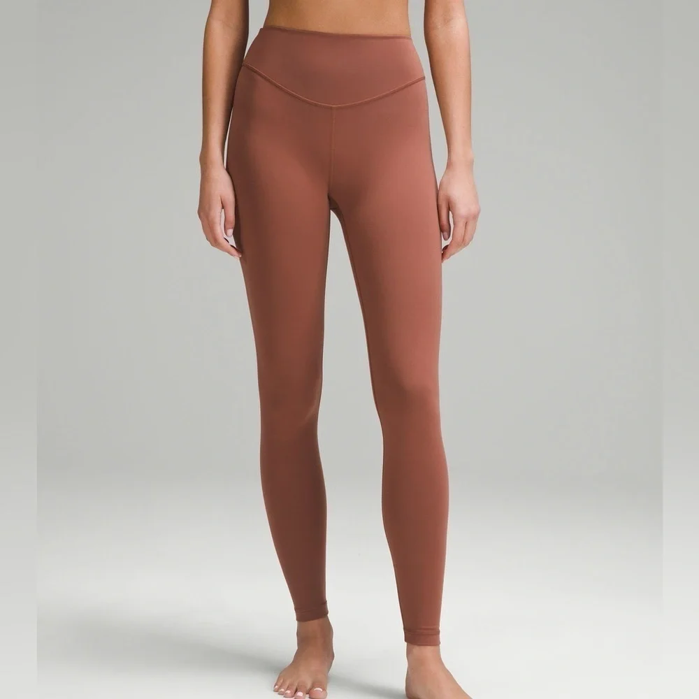 Lululemon Wunder Under Smoothcover High Rise Rust Orange Leggings 8 Women’s